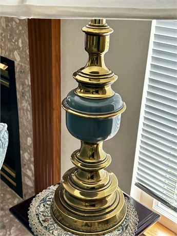 Tall Brass And Hunter Green Decorative Table Lamp