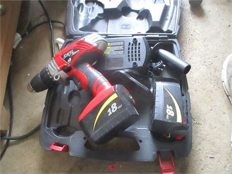 Deluxe Skil 18V Hammer Drill 2 Batteries & Charger in Case
