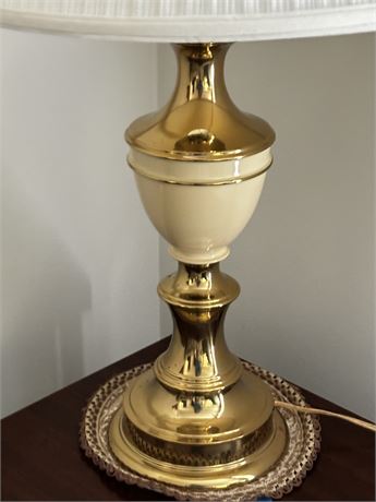 Tall Brass Cream Colored Decorative Table Lamp