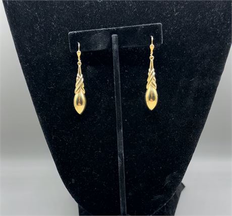 Italian 750 18K Gold Drop Pierced Earrings