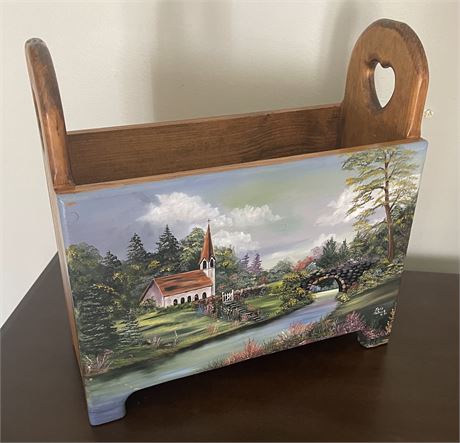 Hand Painted by Lois Patrick Magazine Holder
