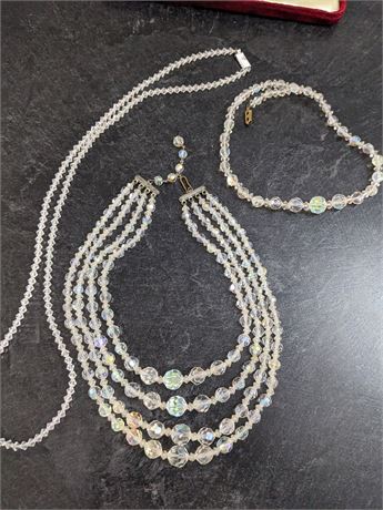 Vintage Glass Crystal Bead Necklaces