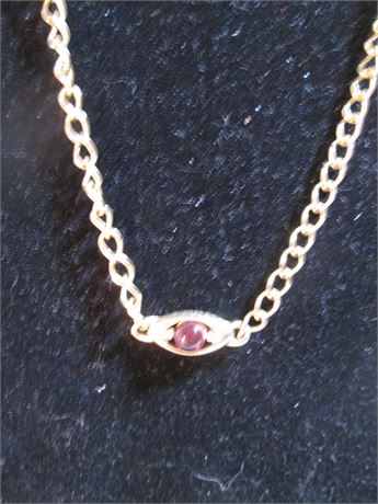 Vintage 16"  Fancy Faux Gold Inlinne Amethyst CZ Pendant Fine Quality Necklace