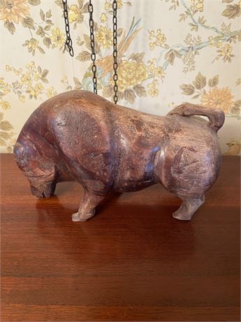 Vintage Wooden Carved Bull Cow