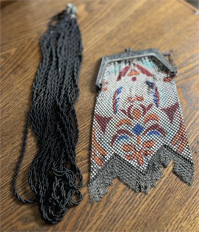 Vintage Mandalain Art Deco Purse and Beaded Necklace