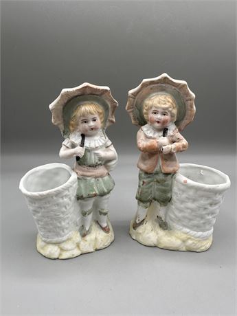 Antique Hand Painted Bisque Figurines