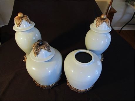 Four Ceramic Decorative Ginger Jars