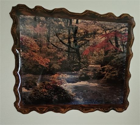 Vintage Lacquered Forest/Stream Picture