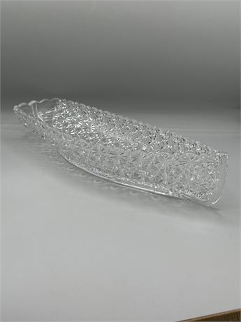 Vintage Eapg Crystal Canon Shaped Relish Dish