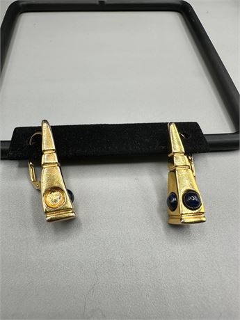 14KT Italian Gold & Onyx Earring Pair