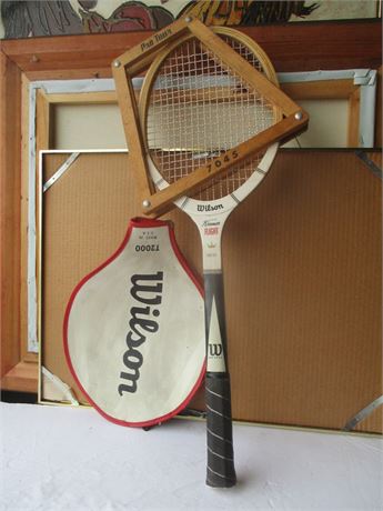 Vintage Wilson Jack Kramer Wood Tennis Bracquet w/ 1200 Frame & Cover