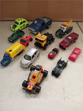 13 Mix Lot Trucks and Cars Some Vintage Ones