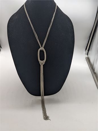 Silver Tone Dangle Chain Necklace