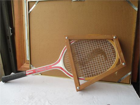 Vintage Spalding Junior Wood Tennis Racquet w/  Frame & Cover