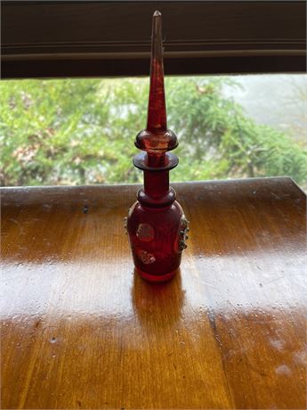 Antique Ruby Red Czech Glass Bottle