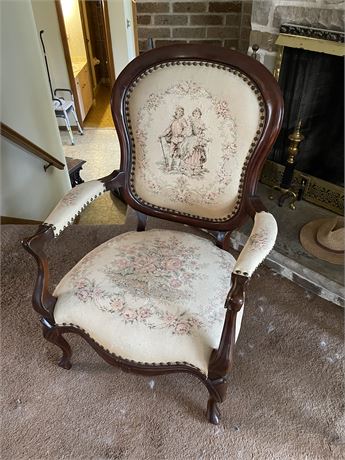 Vintage French Style Needlepoint Arm Chair