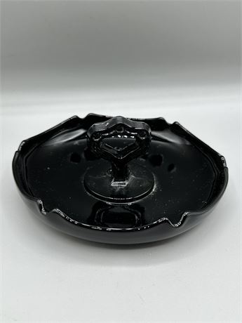 Vintage Black Amethyst Glass Ashtray