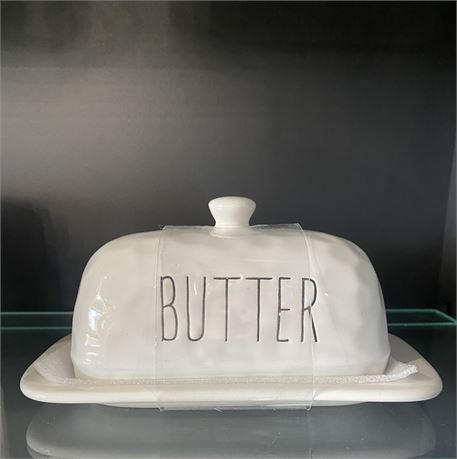 White Ceramic "Butter" Dish