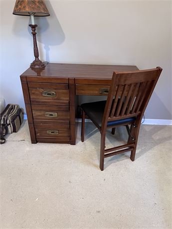 Vintage Wooden Desk and Chair