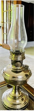 Vintage Tall Aladdin Silver Oil Lamp Model #11 Glass Globe Complete