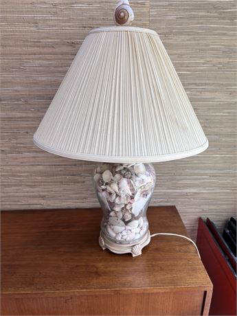 Vintage Clear Decorator Lamp Filled with Seashells