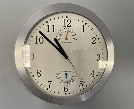Aluminum Clock/Thermometer