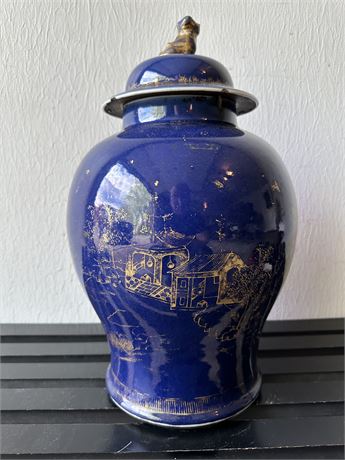 Antique Chinese Early Ching Powdered Blue with a Buddhistic Lion Final