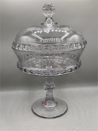 Ripley & Co Dakota Ivy Berry etched pedestal compote & lid
