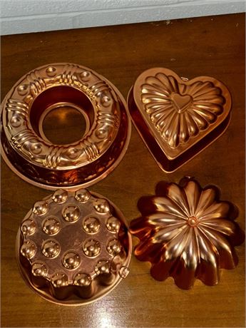 Lot Of Decorative Copper Kitchen Molds