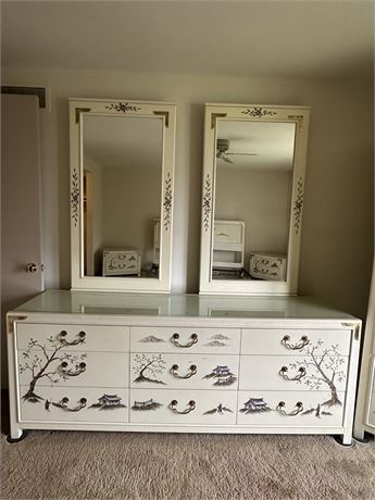 Vintage Romweber Oriental Dresser with 2 Mirrors