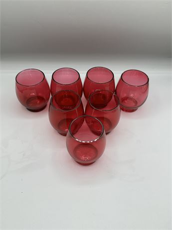 Set of 7 Ruby Red Short 4oz. Juice Glasses