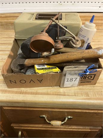 Vintage Oil Cans, Hand Tools, Laser Level, and More