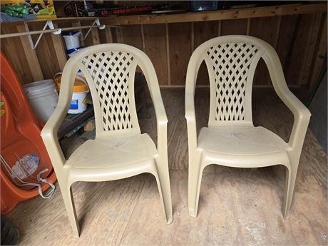 Pair of Tan Patio Chairs