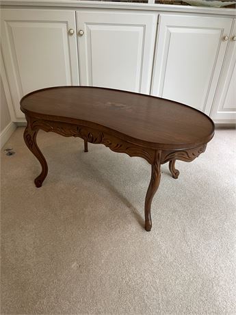 Antique Heavily Carved French Inlaid Coffee Table