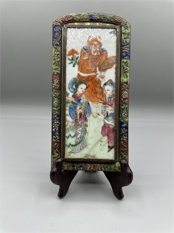Chinese Export Rose Porcelain Plaque