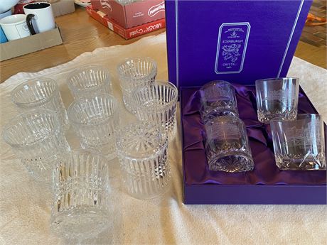 Edinburgh Castle Crystal Rocks Glass Gift Set and Eight Crystal Rocks Glasses