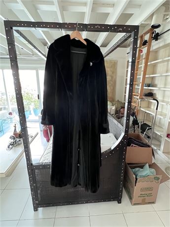 Ladies Full Length Saks Fifth Avenue Black Mink Coat--Black Glama