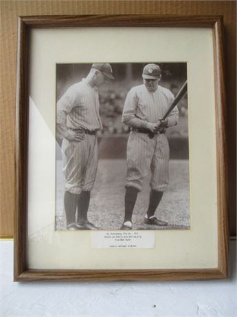 Vintage Rookie Lou Gehrig & Babe Ruth 1923 Batting Help Photograph 8"x 10"
