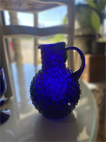 Dassie Artisan Large Blue Glass Pitcher with Six Glasses