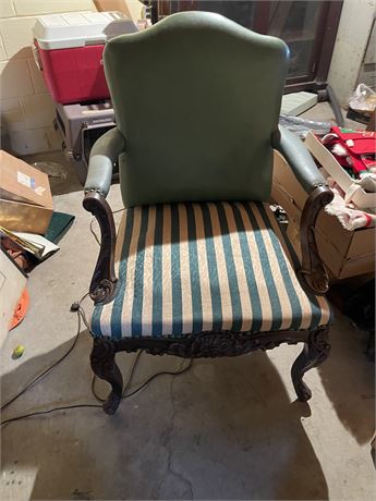 Vintage Upholstered Chippendale Arm Chair