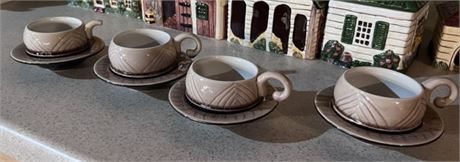 Pottery Cups and Saucers Set