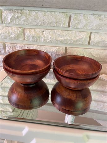 Set of 4 Decorative Wooden Bowls