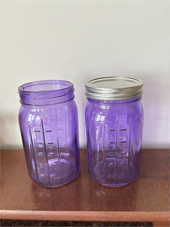 Lot Of 2 Amethyst Colored Large Glass Ball Jars