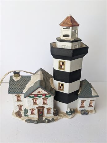 Holiday Lighted Ceramic Lighthouse