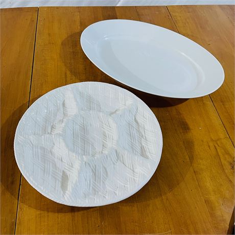 White Porcelain Serving Dish Duo