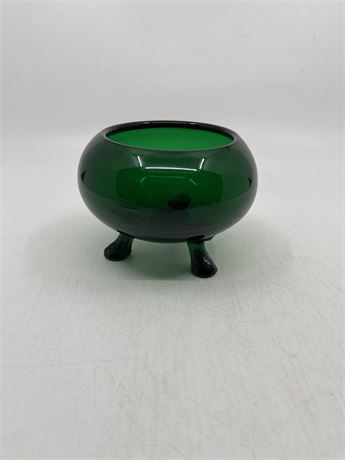 Emerald Green Glass Rose Bowl