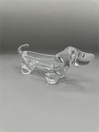 French Crystal Glass Dachshund Dog Dish