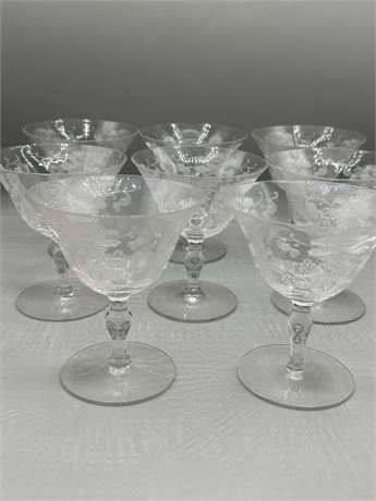 Vintage Etched Sherbet Glass Lot
