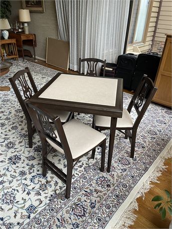 Vintage Wooden Card Table and Chairs