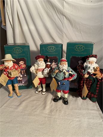 Four Piece Kurt S. Alder Collectible Santa Figures